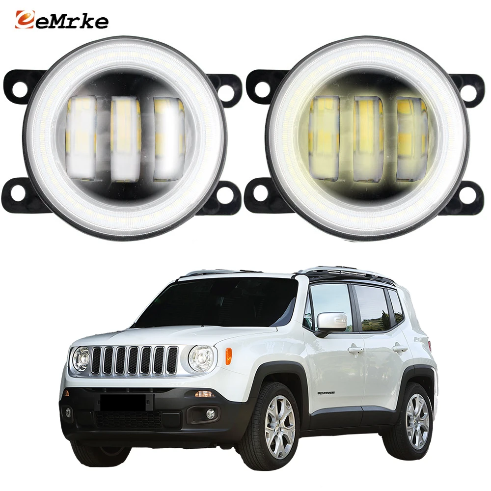 

2PCS Led Angel Eye DRL Light for Jeep Renegade BU B1 Brazil 2015 2016 2017 2018 LED Fog Lights Lamp Lens Daytime Running Light