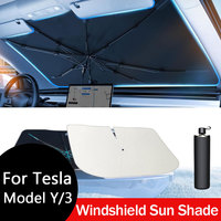For Tesla Model Y/3 2020-2025 Windshield Sun Shade Umbrella Nano-Ice-Crystal Coatings Protect Car from Sun Rays & Heat Damage