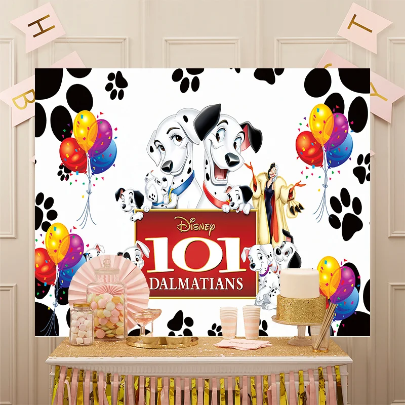 Disney 101 Dalmatians Photography Backdrop Kids Birthday Background Spotted Pet Dog Vinyl Polyester Photo Booth Props