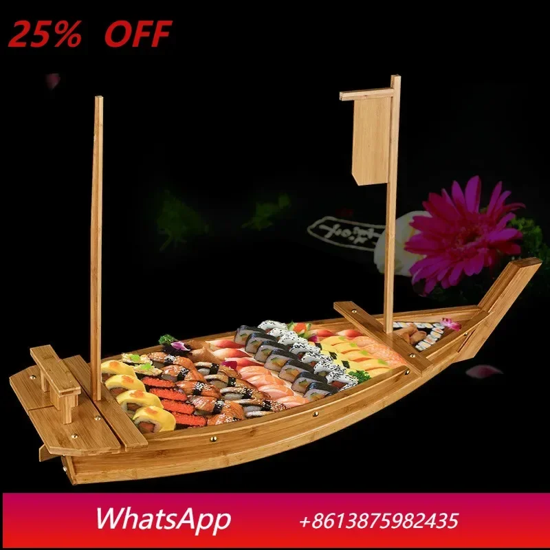 

New luxury sashimi boat dry ice boat sashimi platter sushi tableware Japanese cuisine wooden sushi boat bamboo sushi tool