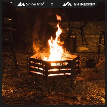 ShineTrip-야외 Campingr 분리형 접이식 스테인리스 소각로, 고온, 부식 방지, 탄소강