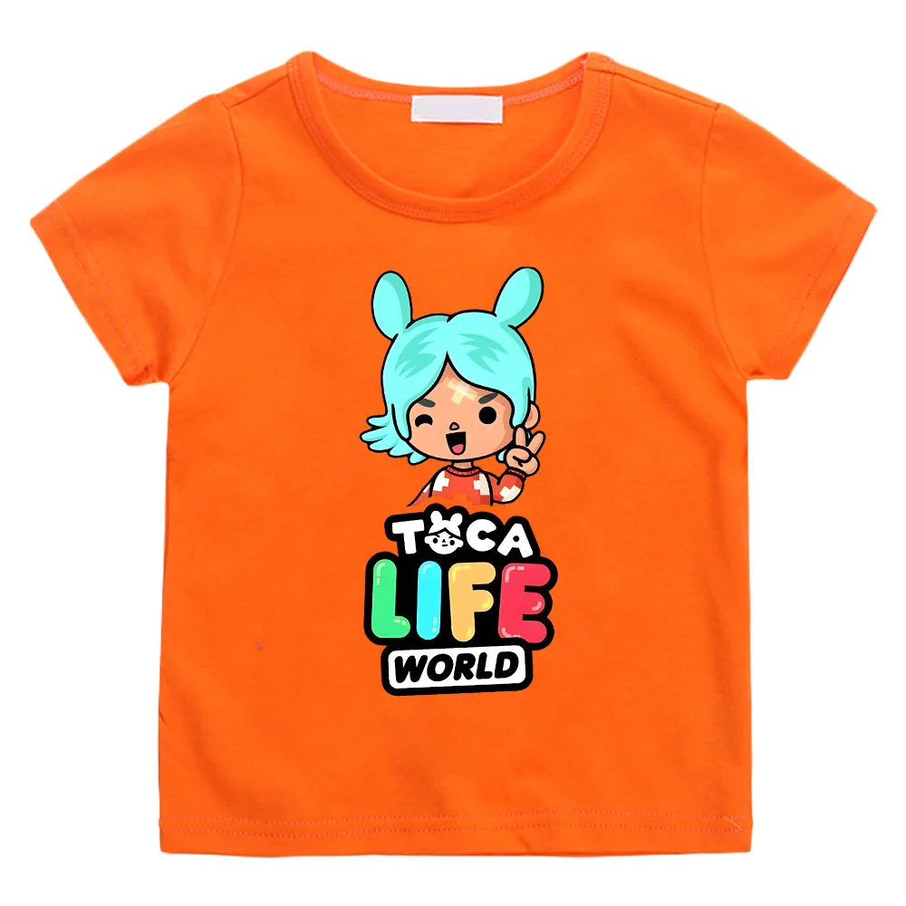 Toca Life World Children's T-shirt 100% Cotton Short Sleeve Tee-shirt Kawaii Cartoon Graphic Printing Tshirts Kids Summer Tops image 3