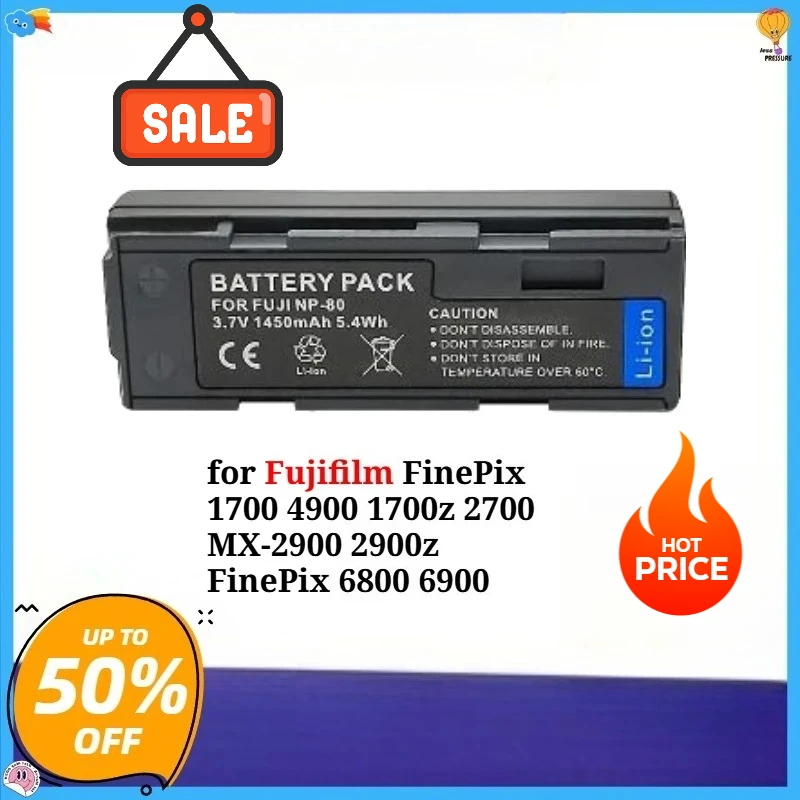 

Аккумулятор NP-80 1450 мАч для KODAK DC4800 Аккумулятор с зумом для Fujifilm FinePix 1700 4900 1700z 2700 MX-2900 2900z FinePix 6800 6900