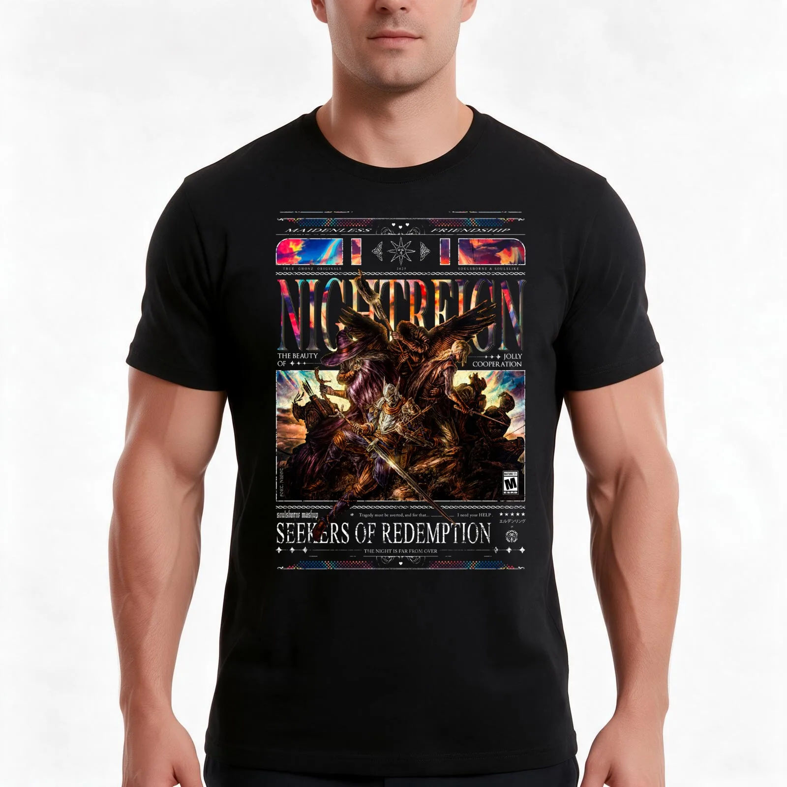 Seekers of Redemption: Nightreign T-Shirt, Summer Casual Cotton Tee, Oversized Streetwear Tops, Vintage Graphic Print