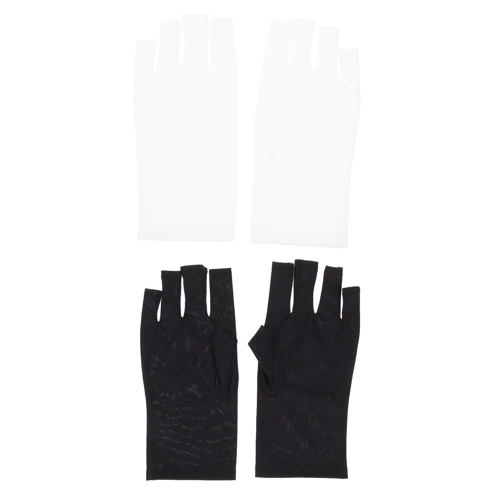 

2Pairs Uv Hand Protector Fingerless Manicure Gloves Polyester Nail Art Skin Protective Anti-Uv Gloves for Salon Travel Outdoor