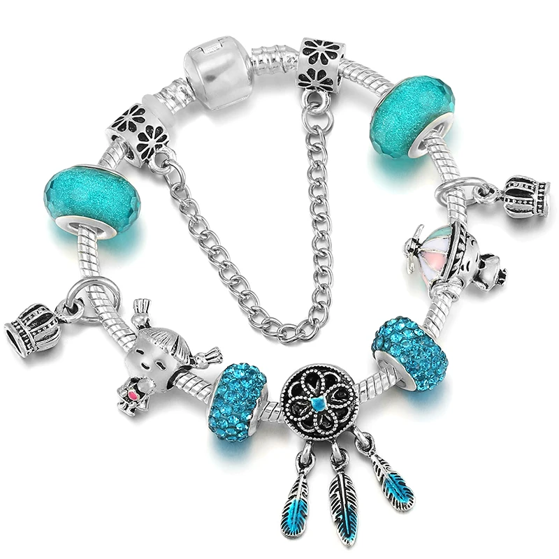 Silver Plated Charm Bracelet with Key Lock Pendant, Wedding Gift