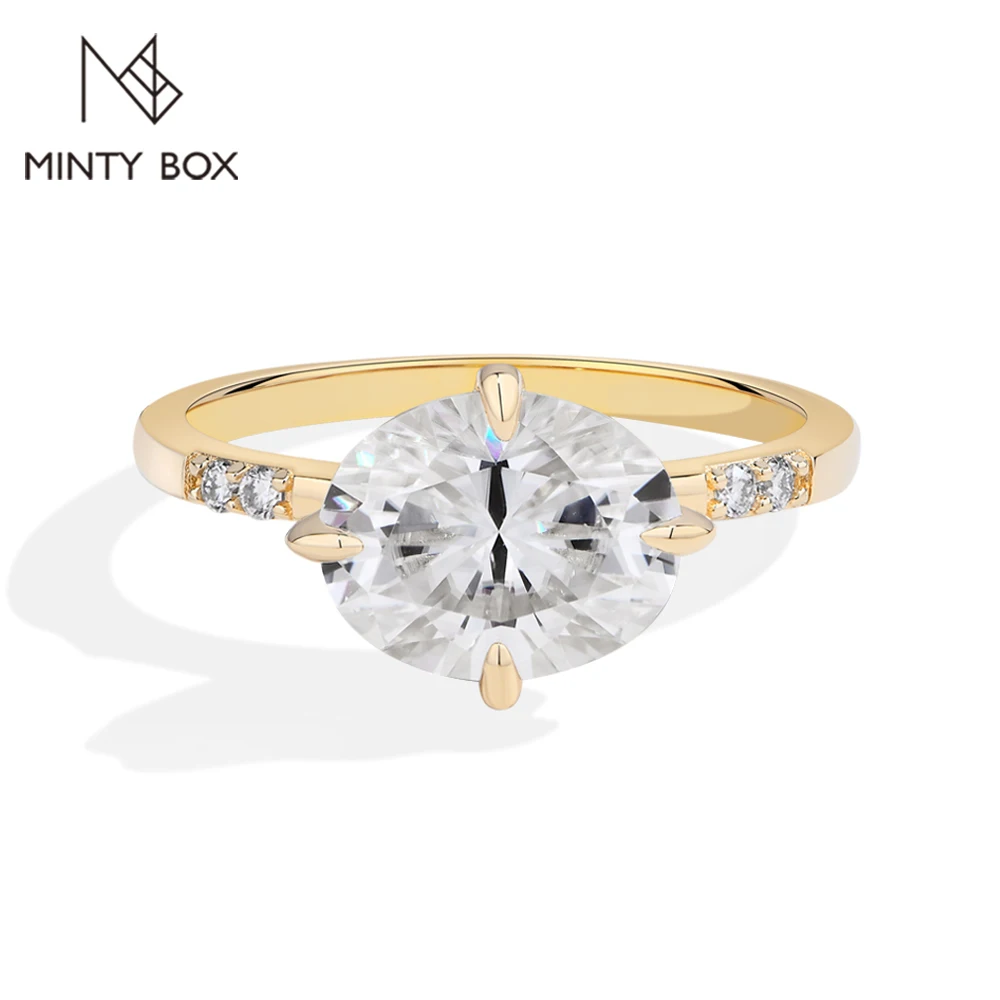 MINTYBOX Oval Cut 4.0ct Moissanite Rings for Women 925 Sterling Silver Classic Engagement Ring Handmade Jewelry with Certificate
