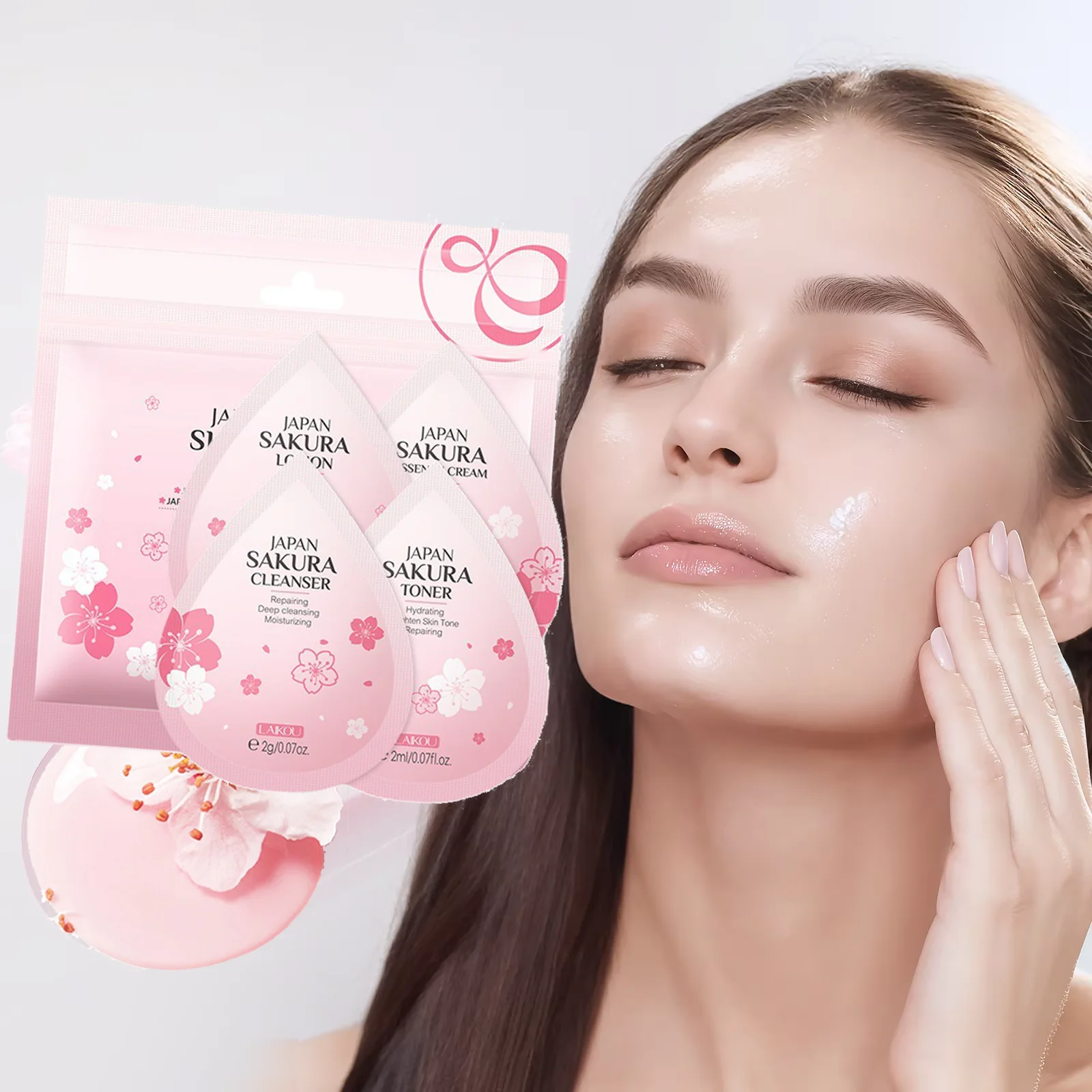 

Japan Sakura Face Skin Care Set Anti Wrinkle Essence Cream Deep Cleansing Firming Toner Moisturizing Brightening Skin Care Kit