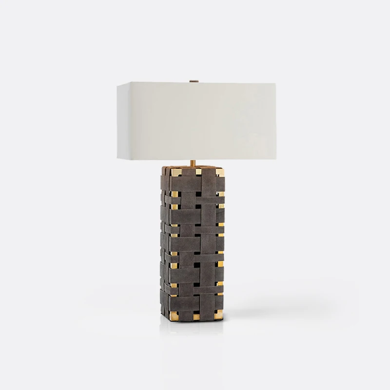 

Modern Simple Bedroom LED Table Lamp Light Luxury Hotel Study Desk Leather Decorative Table Lamp