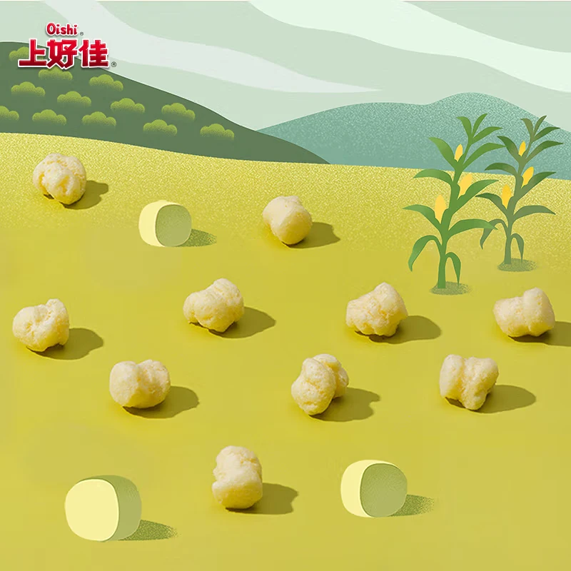 OISHI Sabor a maíz con hojaldre de maíz dulce 2,8 oz (80 g) * 2 paquetes