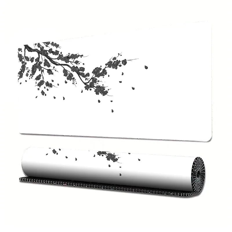 Large Mouse Pad Black and White Cherry Blossom Mousepad Non-Slip Extended Desk Pad E-Sports Gamer Mice Mats Rubber Keyboard Pads