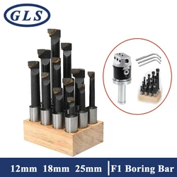 F1 Boring Bar 12/18/25mm Set 9/12/6pcs Boring Cutter Shank Boring Bar Set Tungsten Carbide Bar Boring Bar Set Boring Device