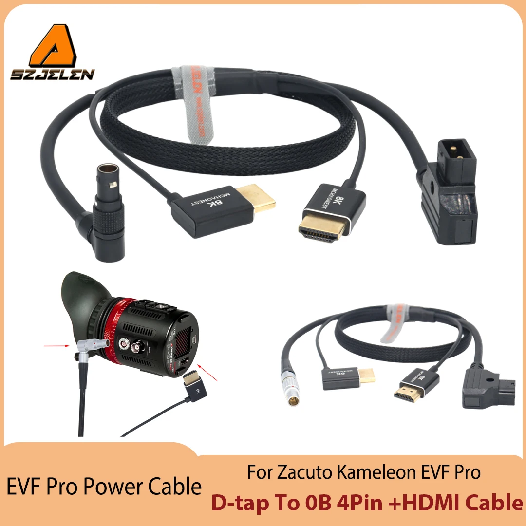 

0B 4Pin to D-Tap Power Cable for Zacuto Kameleon EVF Pro EVF Viewfinder Power Cord+HDMI Cable 2-in-1 cable