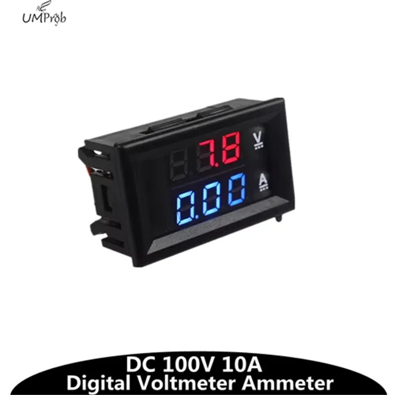 0.56inch Mini Digital Voltmeter Ammeter DC 100V 10A Voltmeter Current Meter Tester Blue+Red Dual LED Display