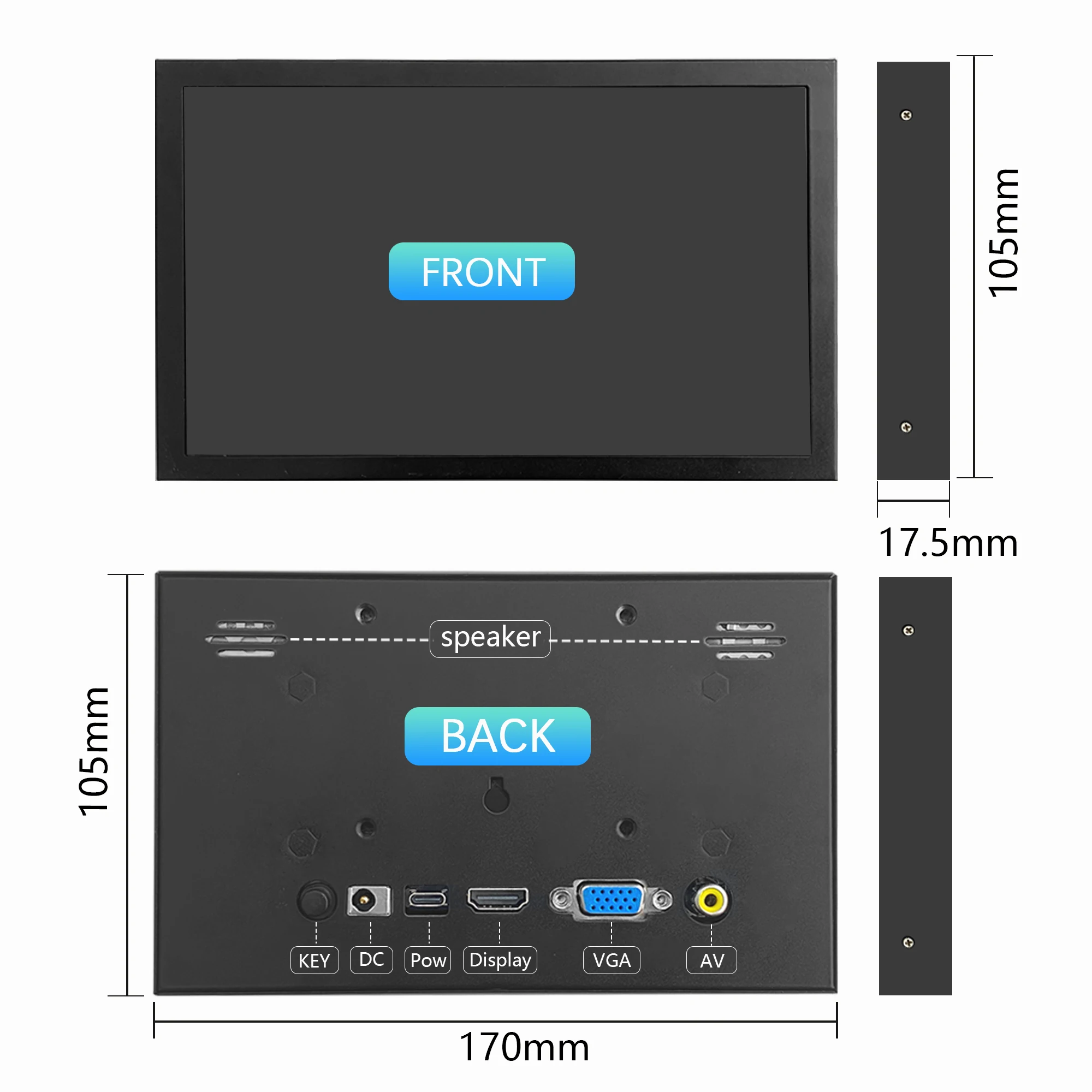 AV/DC/HD/VGA Multi interface Display 7 inch pc Second Screen  Raspberry pi Display for PI3 Pi4 AIDA64 Switch