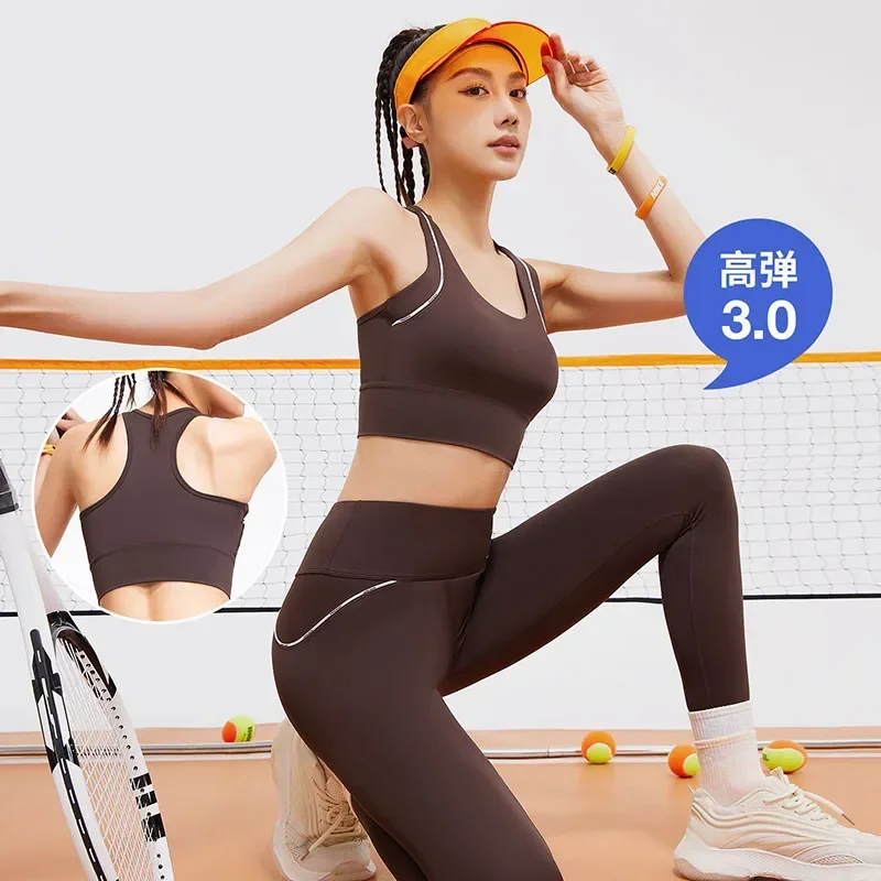 Conjunto de Yoga de línea del alfabeto para mujer, conjunto de Yoga de alta intensidad para correr de velocidad, nuevo