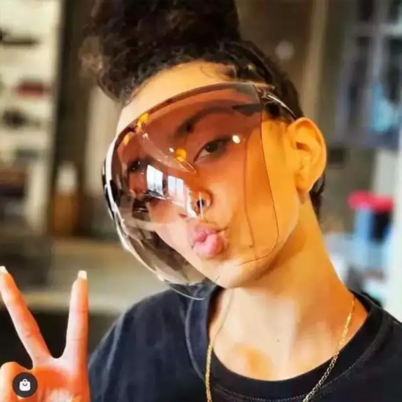 HD Face Shield Transparent Mask  Dust-proof Baffle Block Anti Droplet Cover for Office and Restaurant