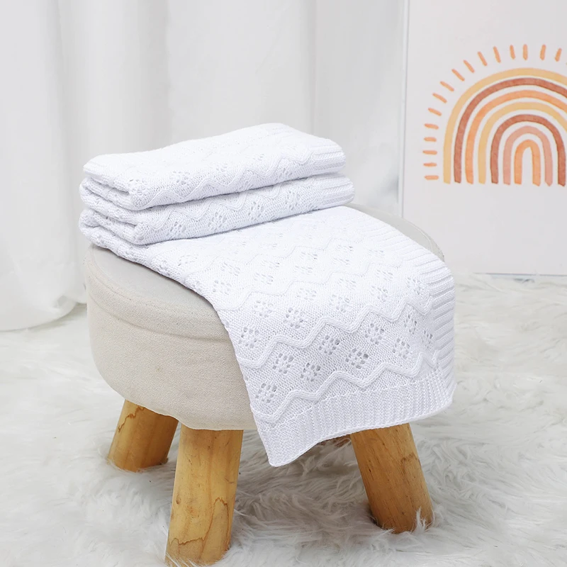

Cotton Baby Blanket Knit Newborn Infant Boy Girl Bed Quilt 90*70CM Toddler Swaddling Stroller Wrap Fashion Solid Plaid Sleepscak