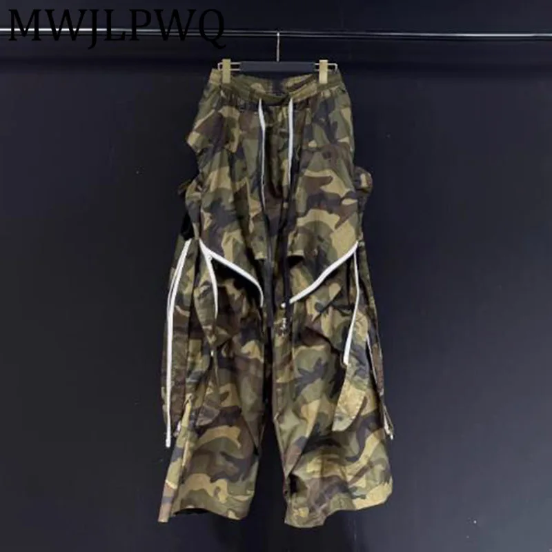 

MWJLPWQ Spliced Zipper Design Heavy Industry Camouflage Patchwork Trousers Male High Street Loose Wie Leg Pants Autumn 2025 New