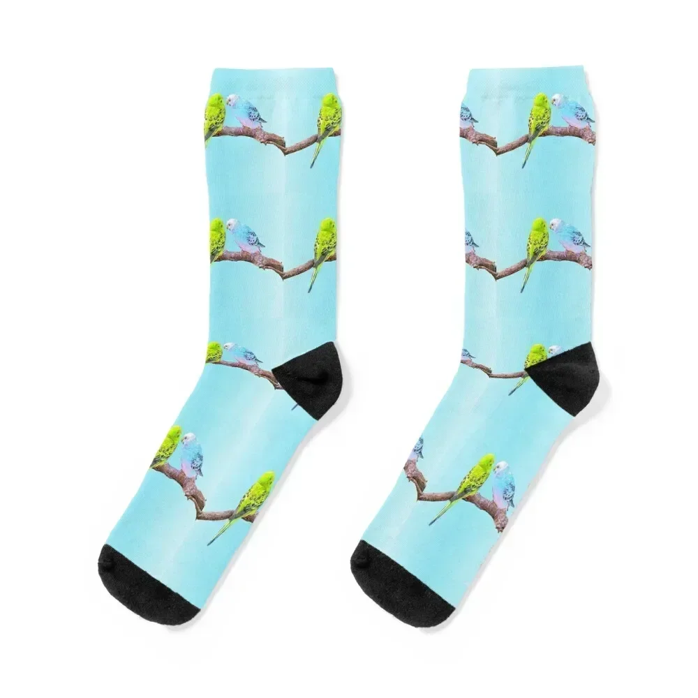 

Cute budgie couple Socks cool Thermal man winter Rugby Children's Boy Child Socks Women's