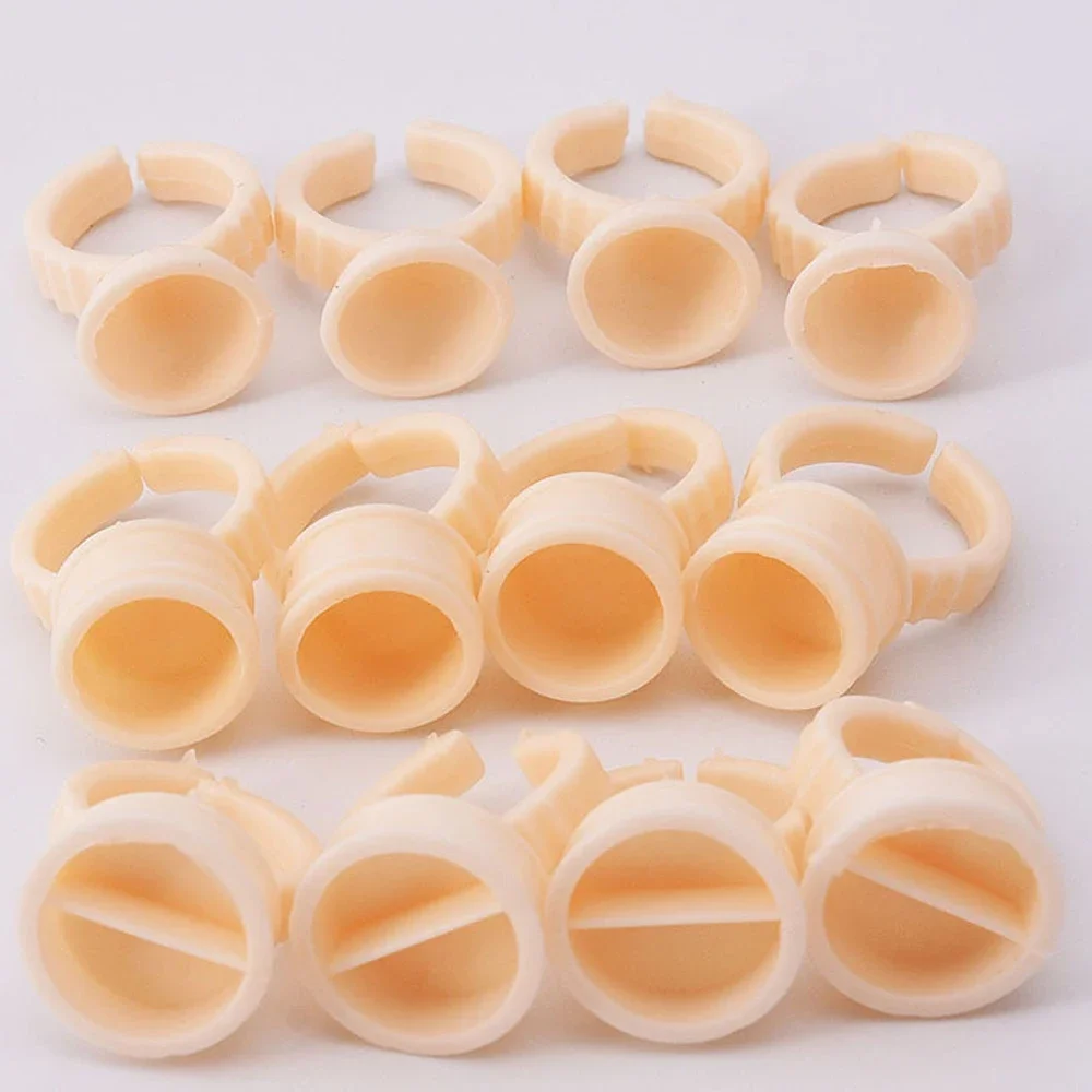100pcs Disposable Silicone Tattoo Ink Rings Cup Permanent Makeup Pigment Holder Eyebrow Eyelash Extension Glue Divider Container