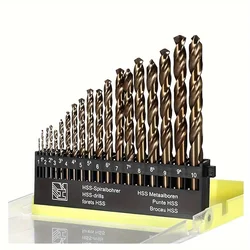 19pcs drill bits Plastic Box Packing Twist Cobalt Drill Bit Set For Wood Stainless Steel Cast Iron