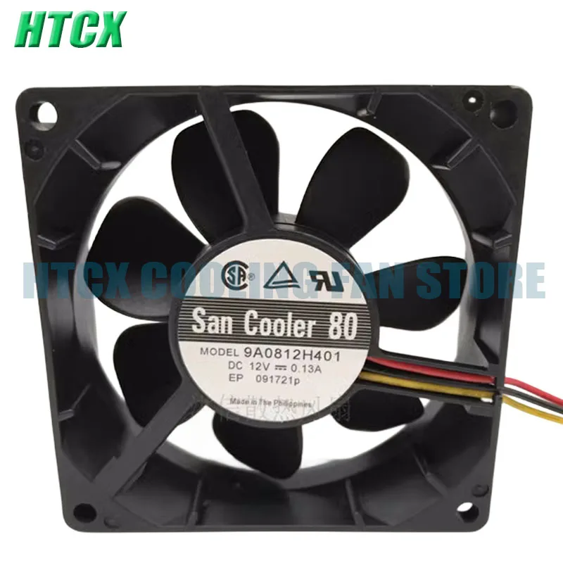 New 9A0812H401 0.13A DC 12V 8025 8CM 80*80*25MM Cooler 3 Pins Double Ball Bearing Cooling Fan