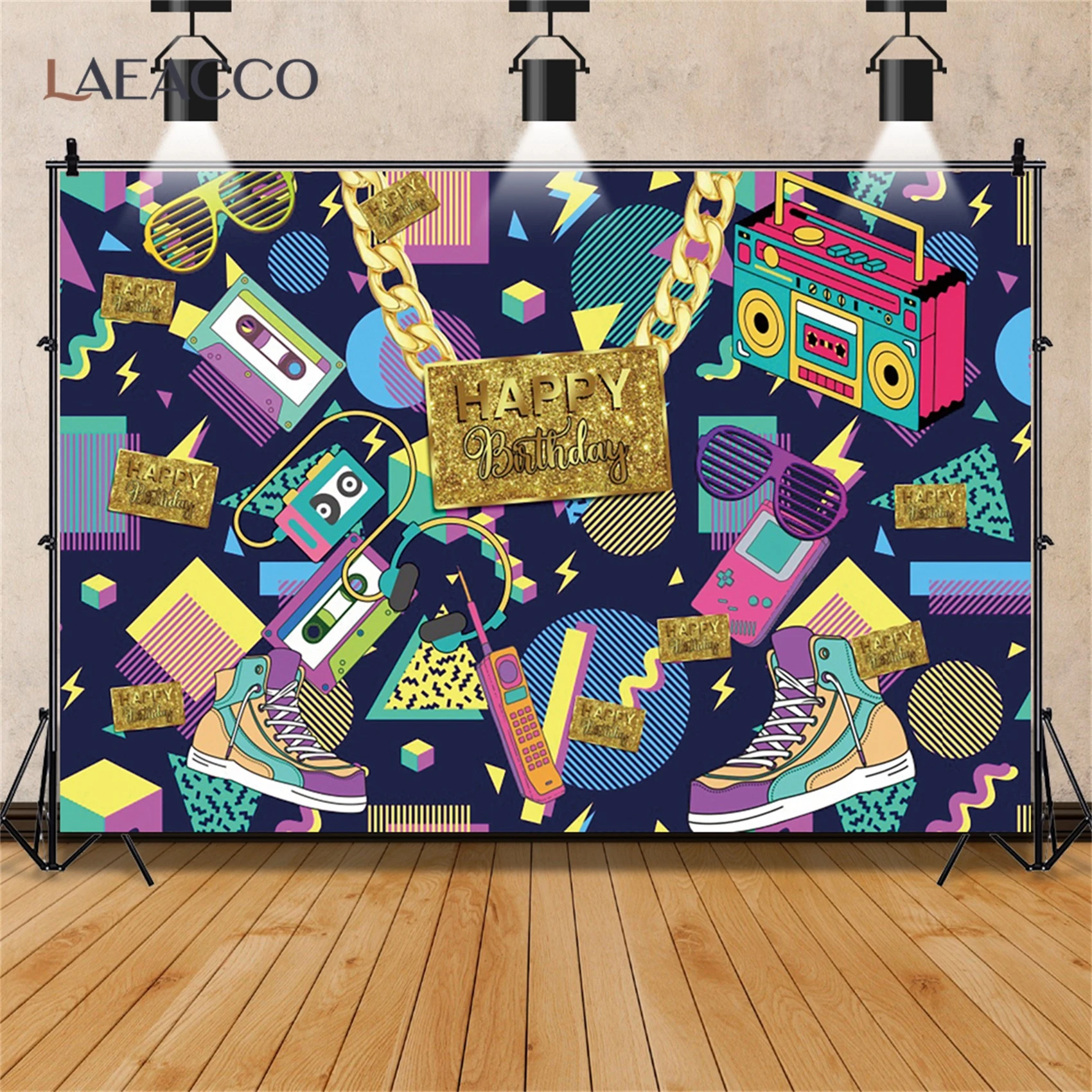 

Custom 70s 80s HipHop Disco Music Happy Birthday Party Backdrop Photographic Background Banner Decor 90s Photography Studio Prop