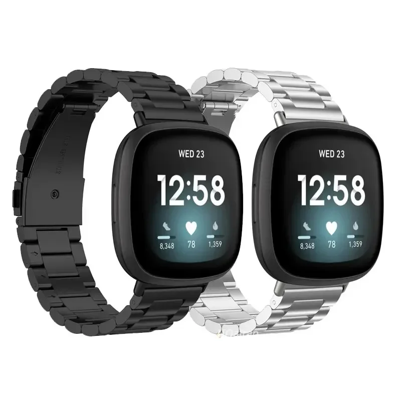 2Pcs 20mm 22mm Watch Connector for Fitbit Sense Versa3 Stainless Steel Metal Adapter for Fitbit Sense 2 Versa4 Watch Accessories