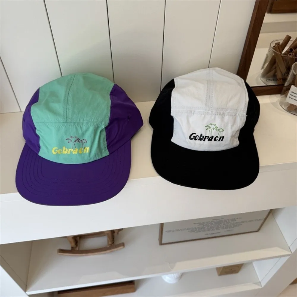 Summer 5-Panel Baseball Cap Flat-brimmed Quick-Dry Sun Cap Thin Breathable Soft Brim Hat