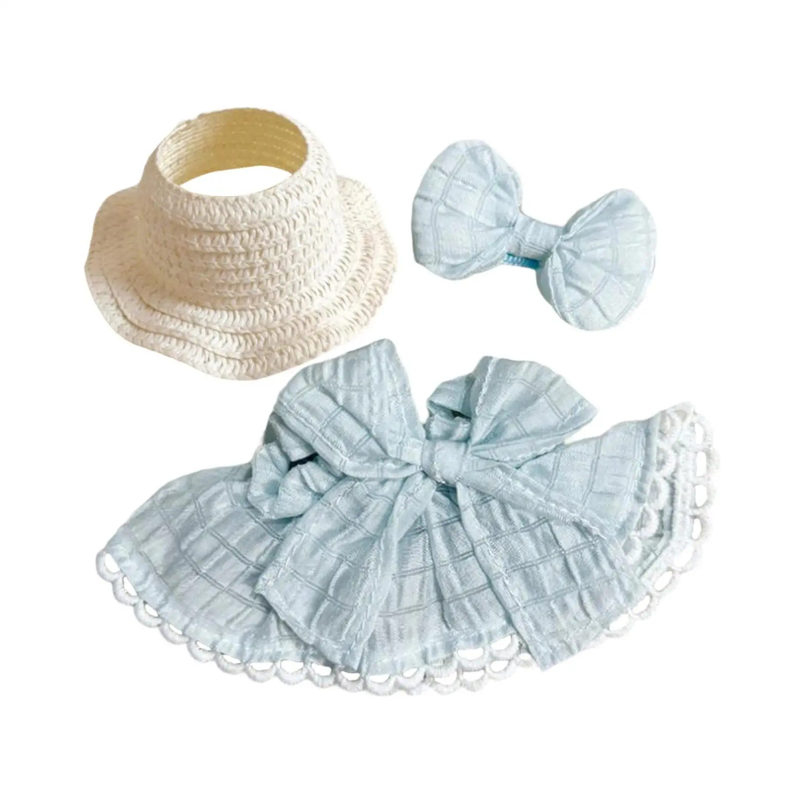 

Комплект из 3 предметов: платье для куклы, шляпка, заколка для волос, миниатюрная одежда