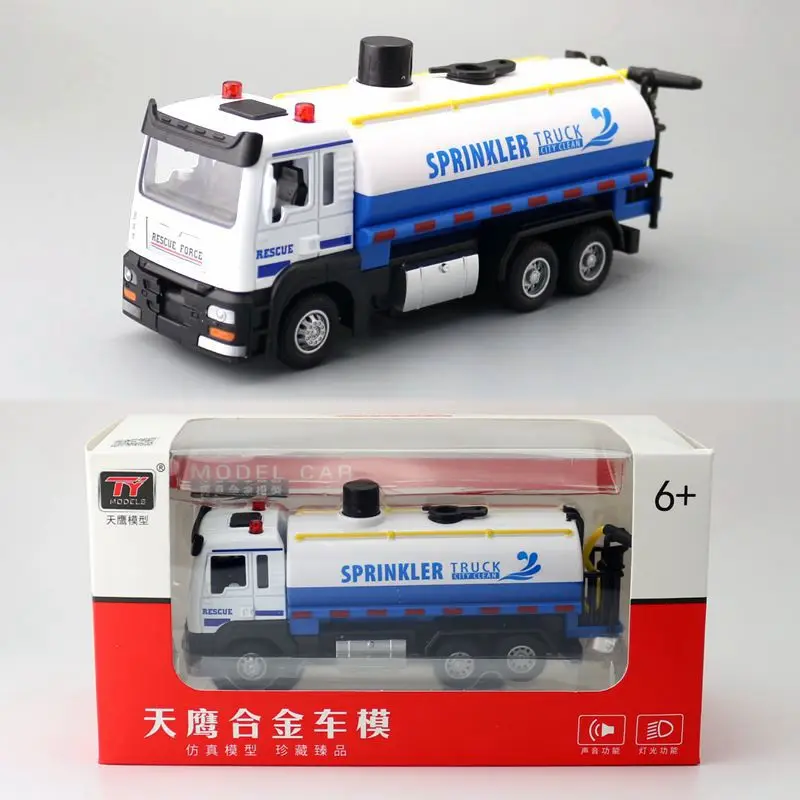 

New 1:50 alloy pull back sprinkler model,urban sanitation engineering vehicle toy,Simulation sound and light car toy,hot sale