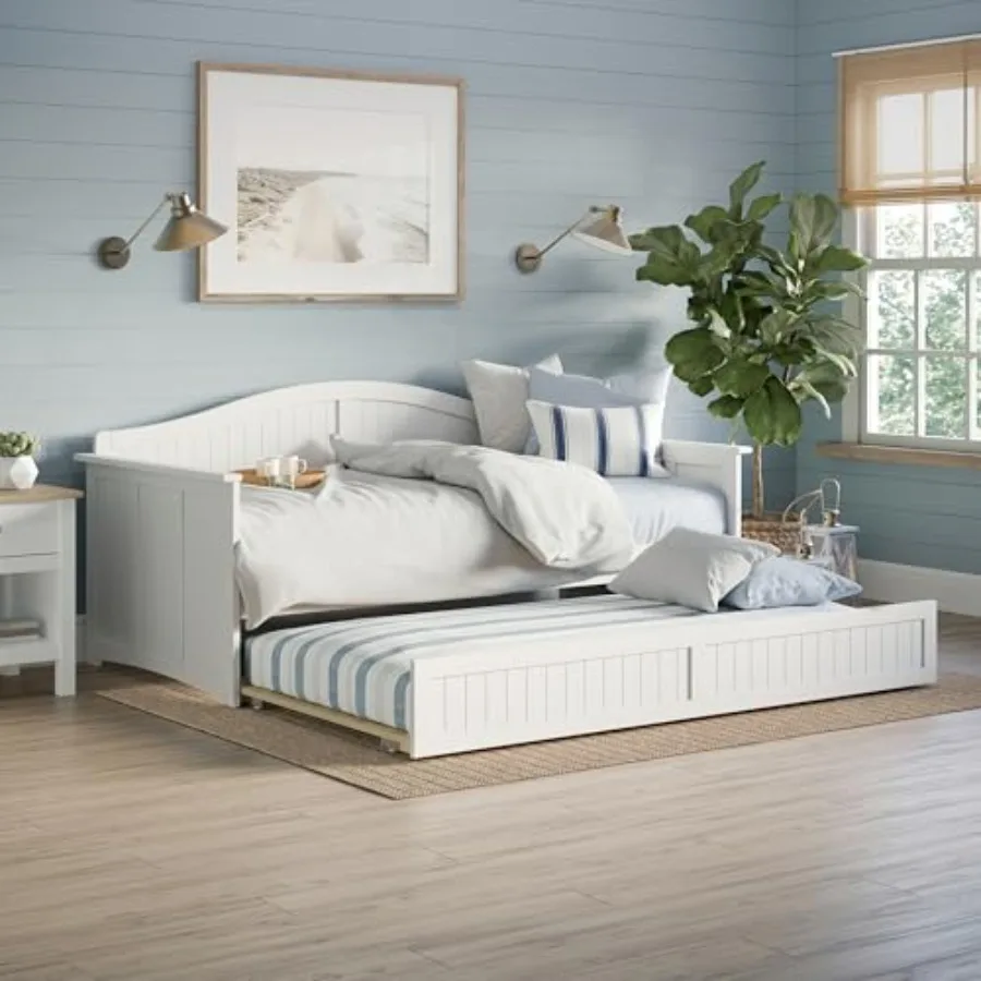 

Nantucket Twin Wood Daybed with Twin Size Trundle in White