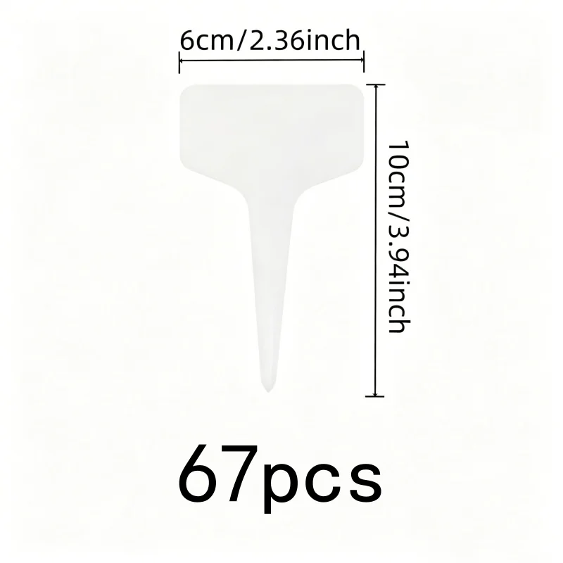 Waterproof Fade Resistant Waterproof Plant Tags, 67 pcs, Nursery Seedling ID, White T-Shape Design for Outdoor Garden Marking