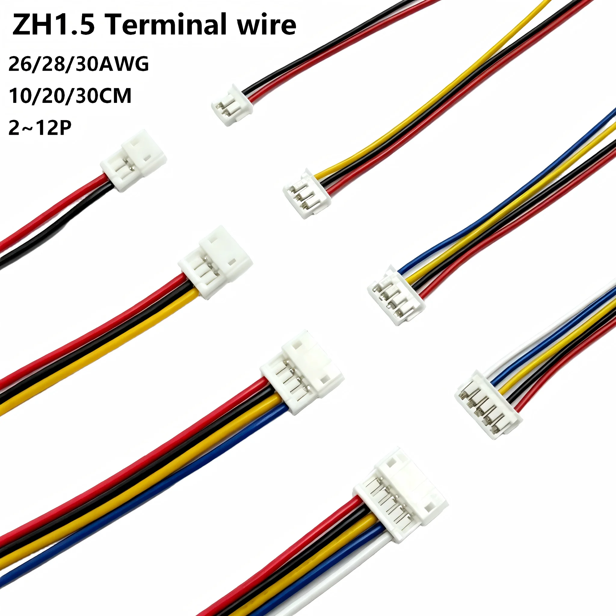 10PCS ZH1.5 ZH 1.5mm Wire Cable Connector 2P/3P/4P/5P/6/7/8/9/10/11/12 Pin Pitch Male Female Plug Socket 10/20/30cm Length
