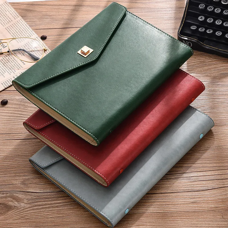 Leather Cover Business Notebook A5/B5 Loose-leaf Binder Memo 80sheets Paper Rotating Buckle Hand Accout Book Office Accessories