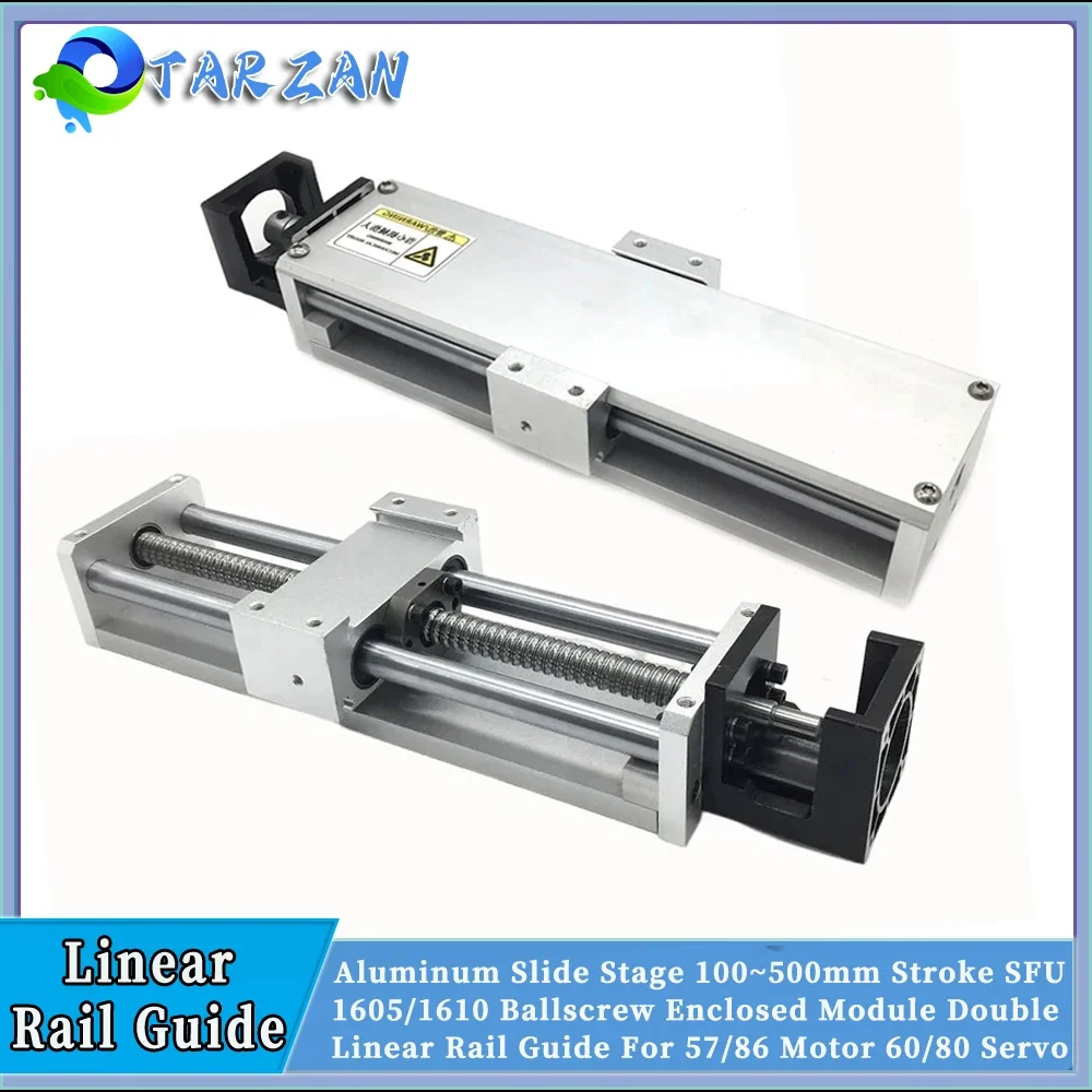 

Aluminum Linear Guides Rail Stage Enclosed Module Sliding Table With Dust Cover SFU1605/1610 Ballscrew 100~500mm Stroke XYZ Axis