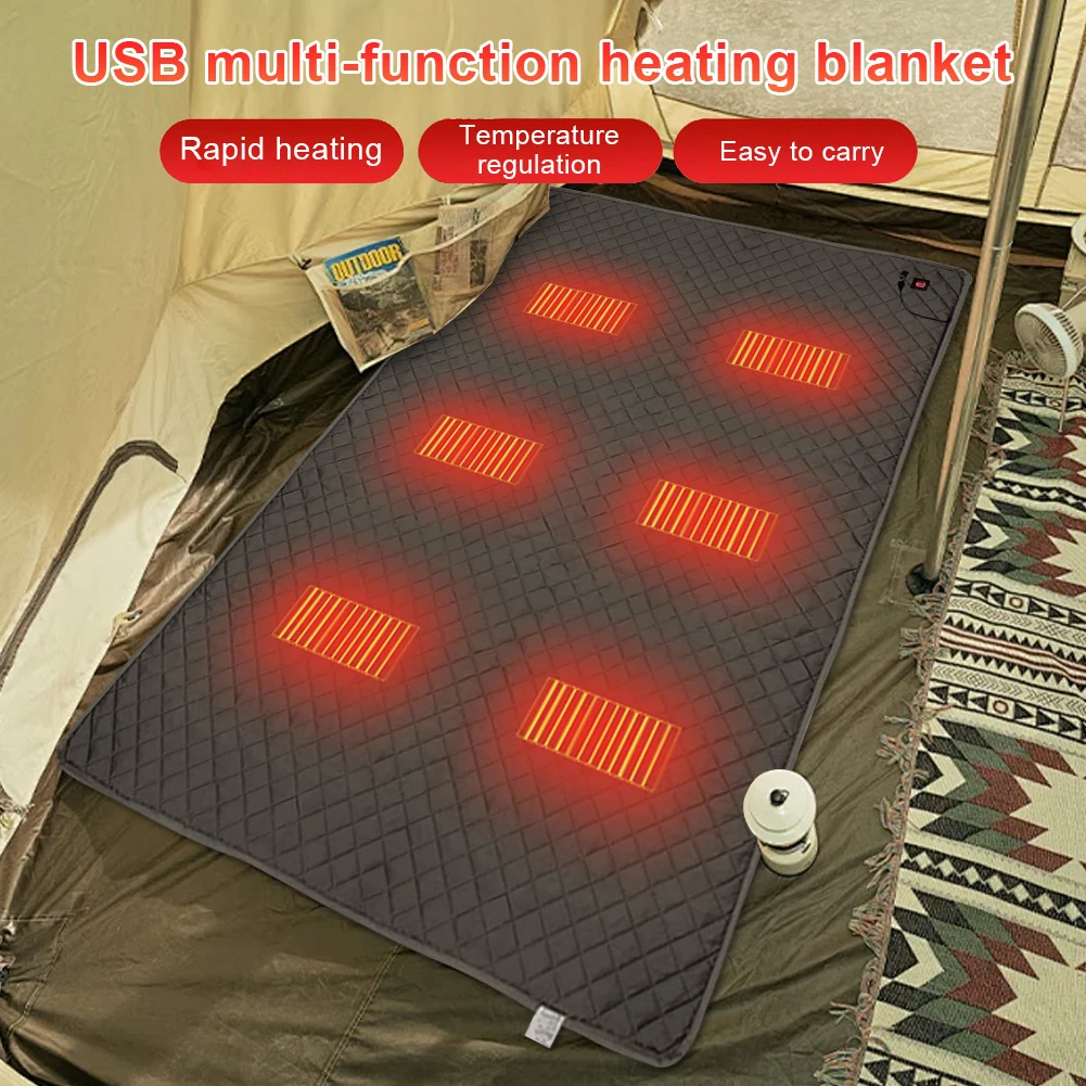 

Heated Sleeping Bag Pad 3 Gears Sleeping Mattress Heated Mat USB Powered Smart Heating Sleeping Pad for Home Office Car Fishing