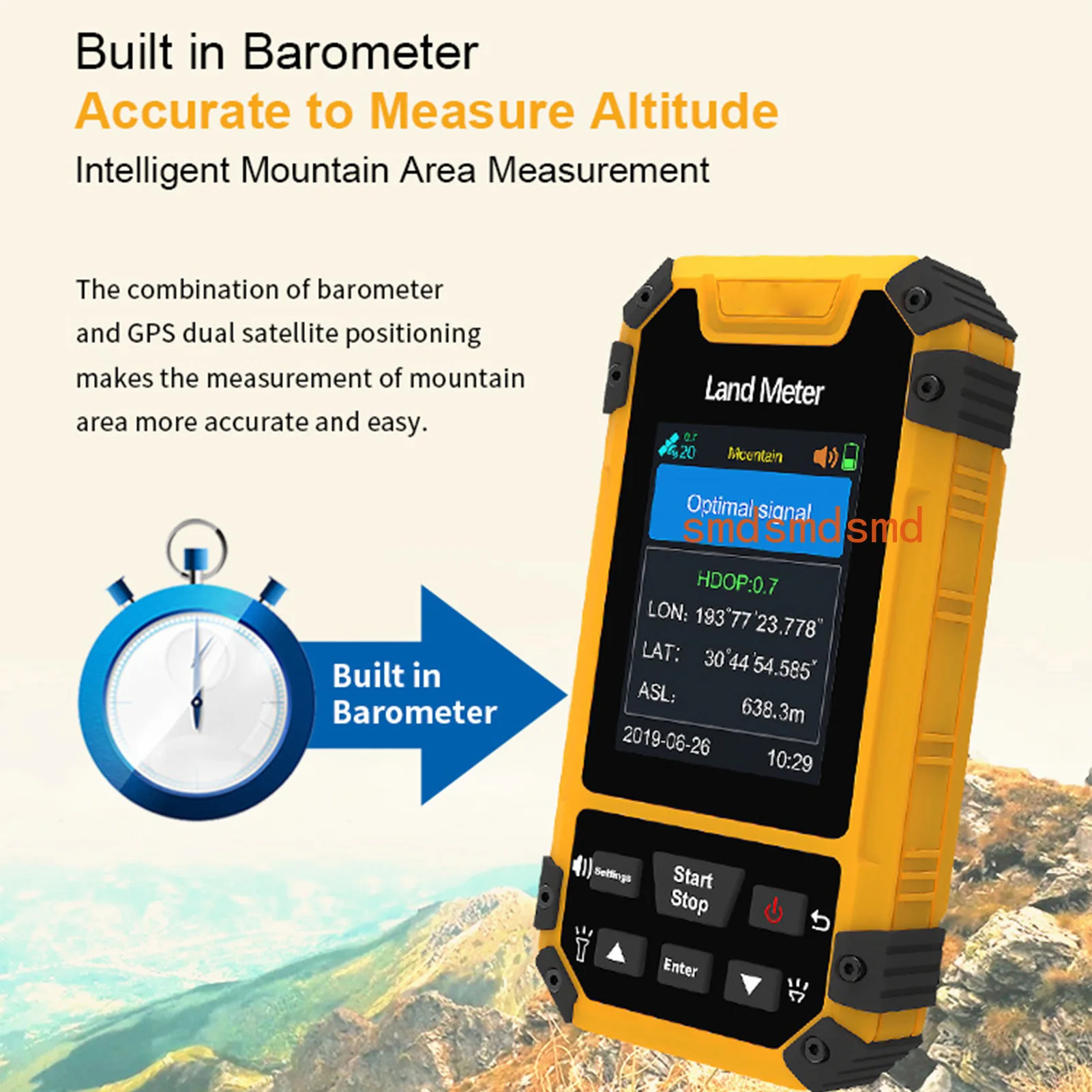 S4 Handheld Land Area Meter 2.4in Color Display Data Output Voice Prompts GPS Land Survey Measuring Instrument