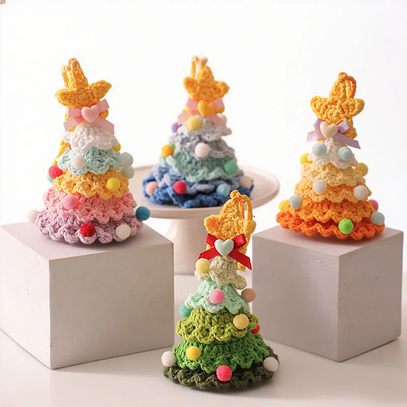 

1pc Christmas Pendant Bell Colorful Hand Knitting Wool Crochet for Home Christmas Tree Party Car Ornaments New Year Gifts