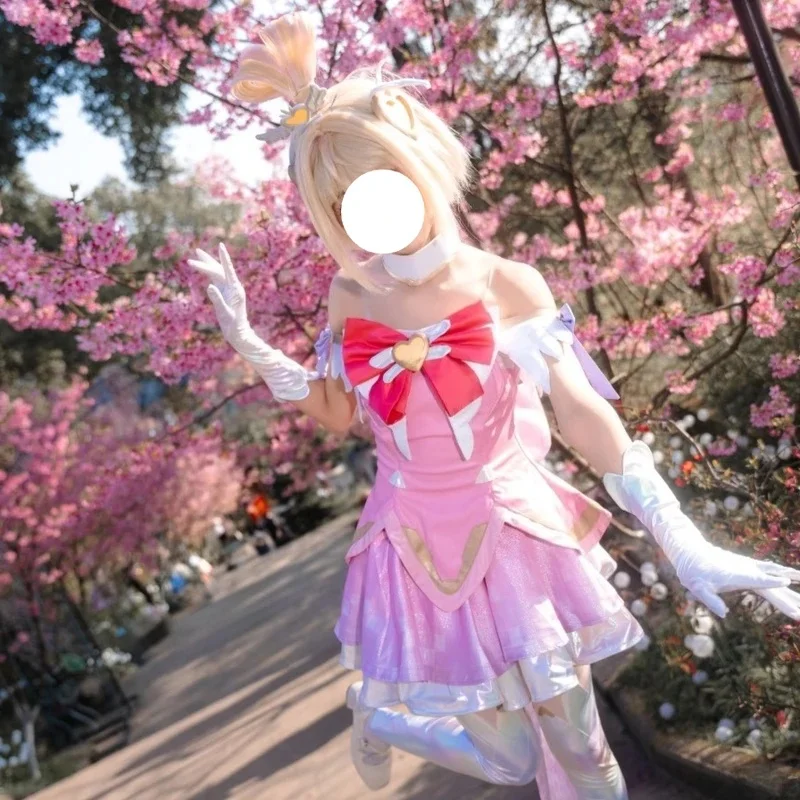 Costume de cosplay Hope Juno de Overwatch 2, jupe superposée, broche cœur, manches épaules dénudées, style Lolita
