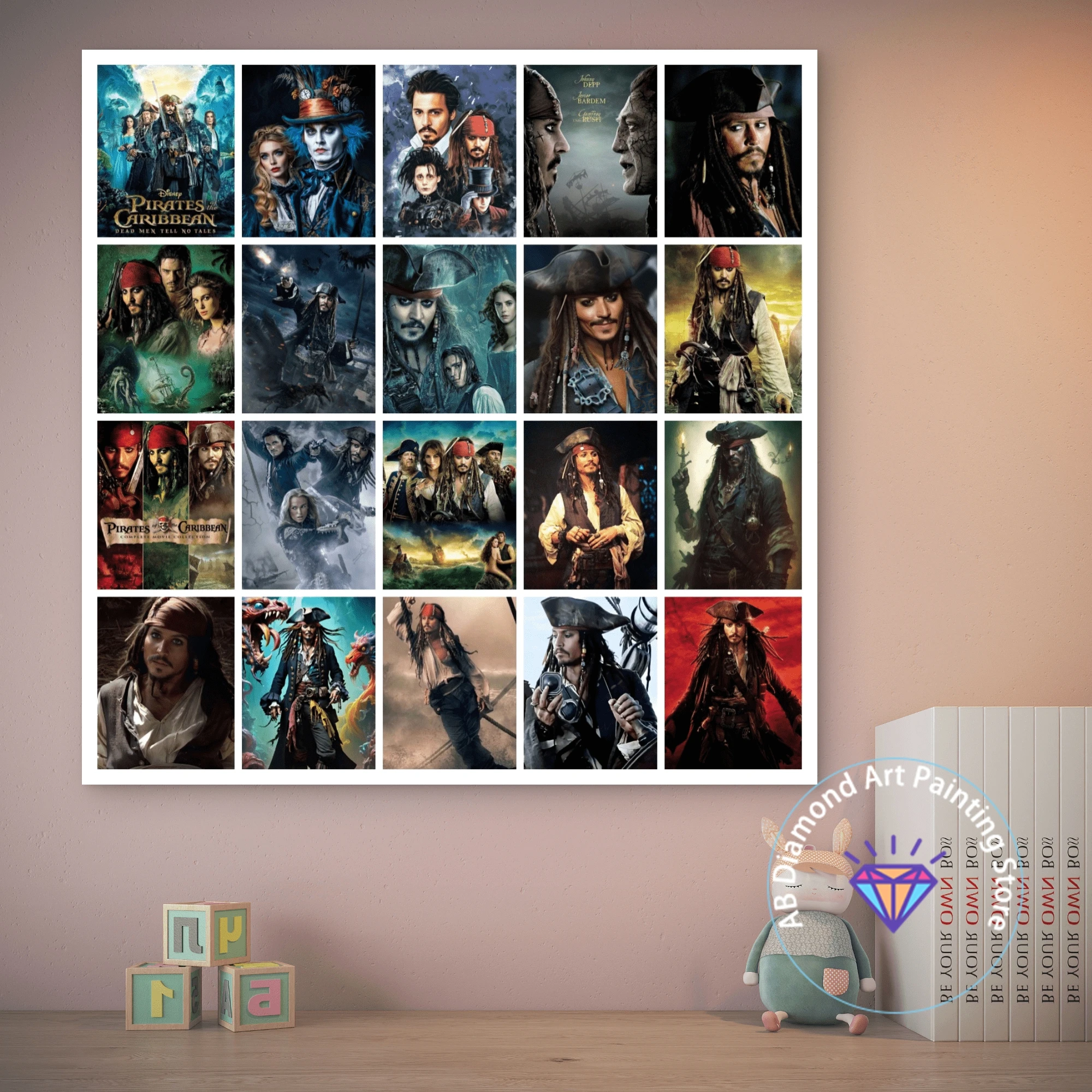 

Johnny Depp Gothic Captain Jack Sparrow AB Diamond Painting Kit DIY Diamond Embroidery Cross Stitch Handmade Art Gift Home Decor