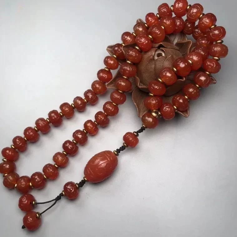 

Natural jade agate paper bead necklace dzi bead abacus bead bracelet safety buckle chalcedony jade string sweater chain