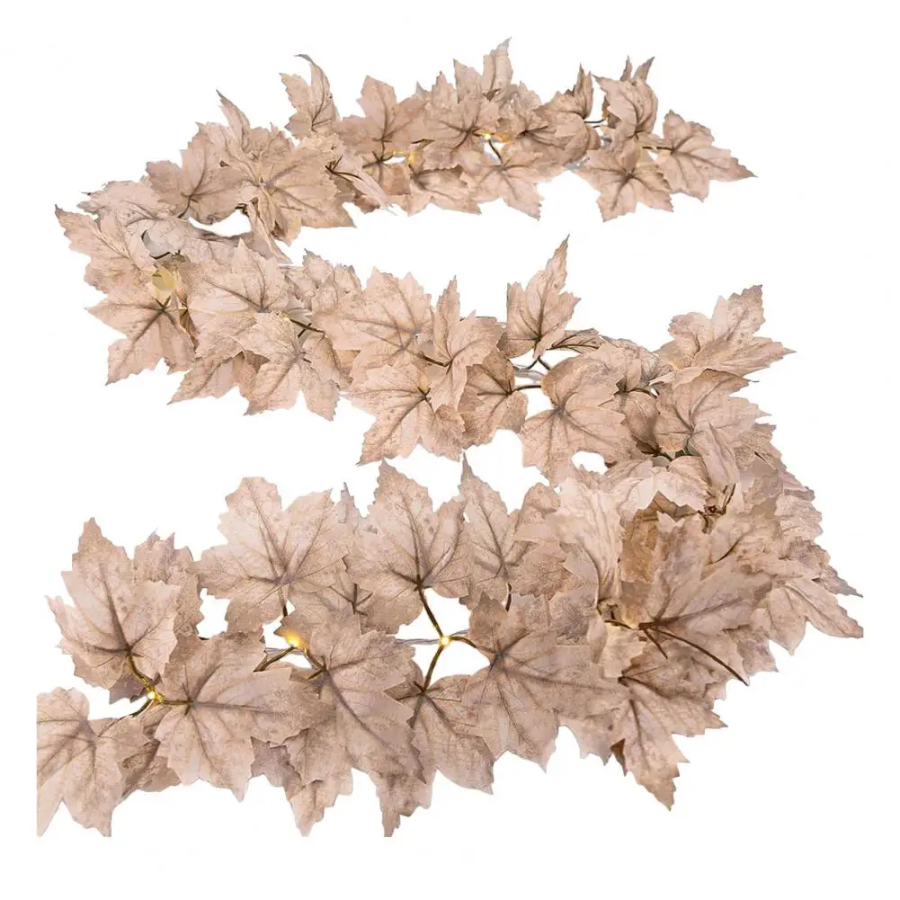 Seasonal Leaf Decoration Festive Maple Leaf Garland with Led Lights for Halloween Thanksgiving Decor Indoor Outdoor