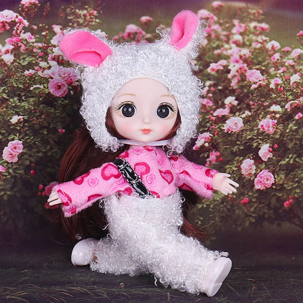 

1/12 BJD Cute BJD Doll with Clothes with Clothes 13 Movable Joints Mini Girl Doll with Clothes Cute Face Blue Eyes