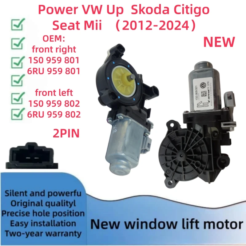 Image of Für VW UP Skoda Rapid Citigo SEAT Mii Fensterheber 2012-2014 Vorne Links und Vorne Rechts 1S0959802 1S0959801 6RU959802 6RU959801