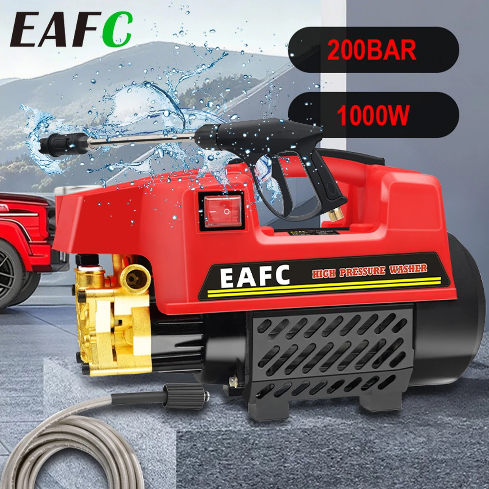 EAFC 200BAR High Pressure Car Washer 1000W Portable Home Pressure Washer 220VCar Cleaning High Pressure Water Pump Car Washer