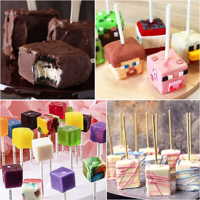 Square Cake Pop Mold Silicone 2Pcs 15 Cavity Lollipop Mold Candy Chocolate Cubes,Cake Pops Maker for Pastry Baking,Truffle,Jello