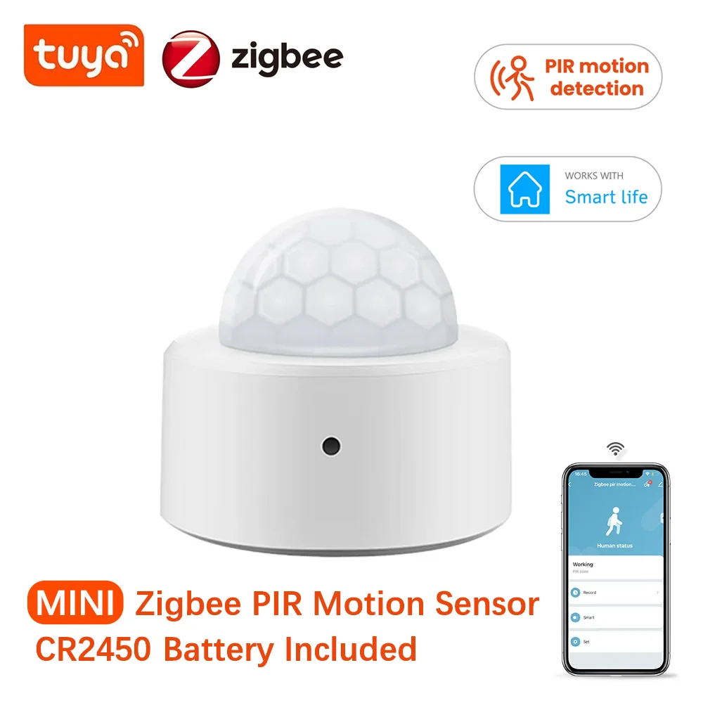 Tuya Zigbee Menselijke bewegingssensor Smart Home Mini PIR-bewegingssensor Infrarooddetector Beveiliging Smart Life Werkt met Alexa Gateway