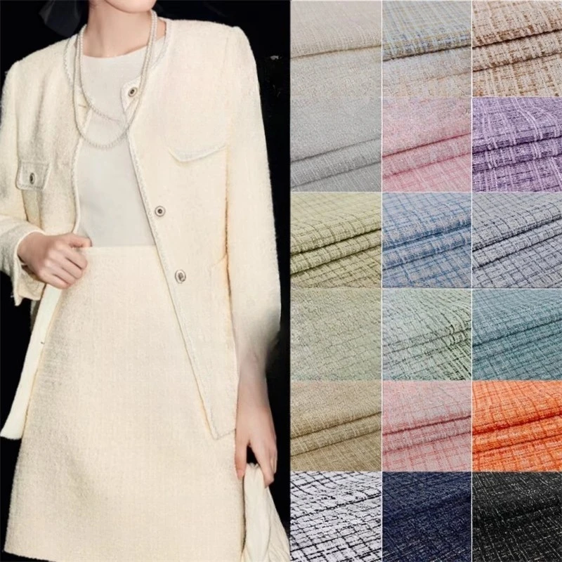 عادي مضفر نسيج التويد بالمتر للملابس معاطف فساتين رمي وسادة اليدوية DIY بها بنفسك الخياطة سميكة القماش لينة الأبيض #1